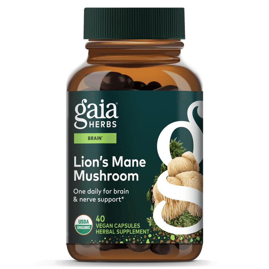 Gaia Herbs Lion's Mane Mushroom bottle